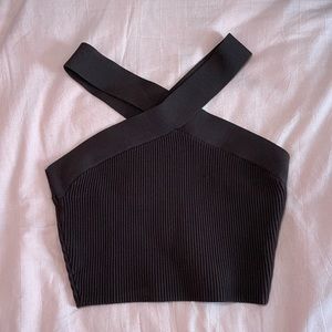 Babaton sculpt knit criss cross cropped tank